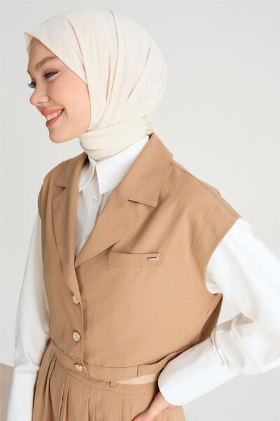 Armine Qisqa Jilet 24Y4901 Camel - 1