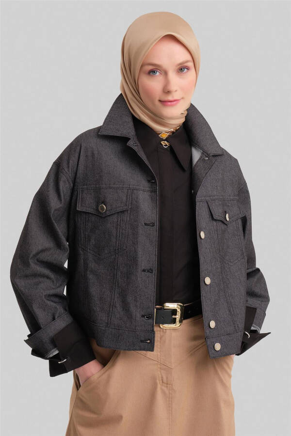 Armine Qisqa Jinsi Ko'ylagi 24Y5405 Qora - 3