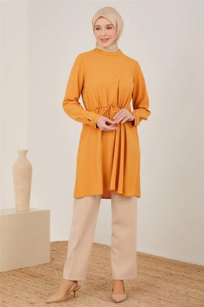 Armine Qush Ko'zi Va Tunnelli Tunika 23Y4436 Karamel - ARMINE