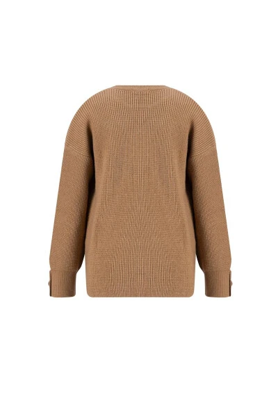 Armine Ribbed Knit Sweater with Side Slit Detail (24Kd4201) Camel - 16