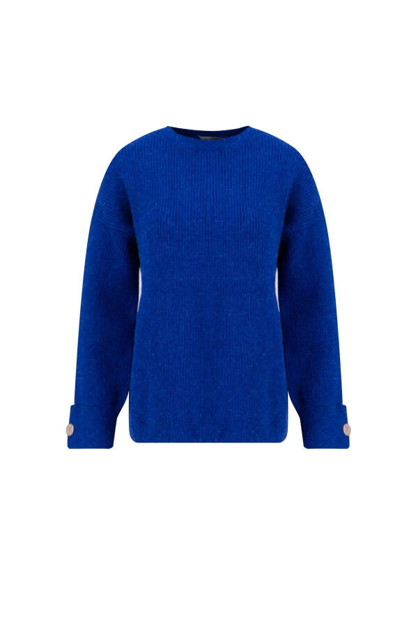 Armine Ribbed Knit Sweater with Sleeve Slit Detail (24Kd4201) Cobalt - 4