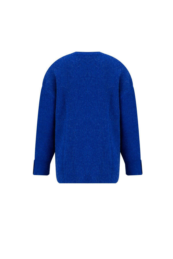 Armine Ribbed Knit Sweater with Sleeve Slit Detail (24Kd4201) Cobalt - 6