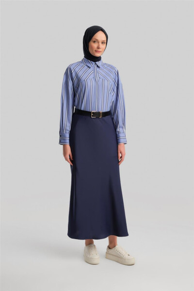 Armine Satin Skirt 23K1534 Navy Blue - ARMINE