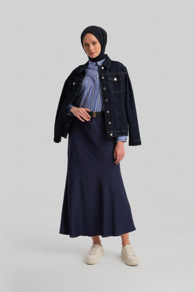 Armine Satin Skirt 23K1534 Navy Blue - ARMINE (1)