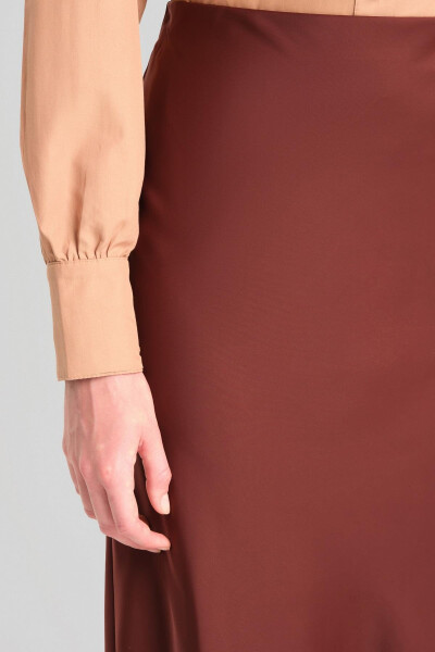 Armine Satin Skirt Ort1534, Bitter Coffee color. - 10