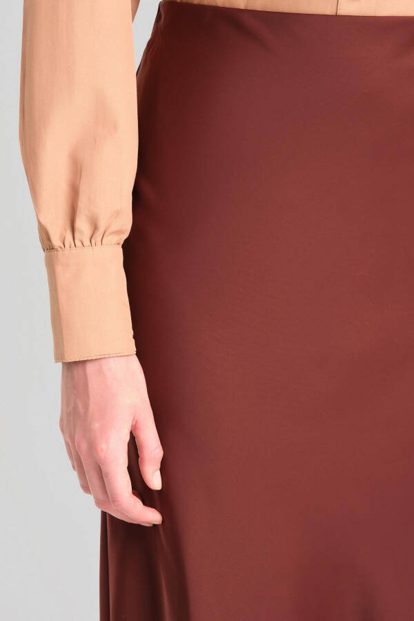 Armine Satin Skirt Ort1534, Bitter Coffee color. - 10