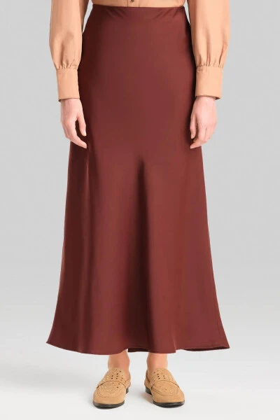 Armine Satin Skirt Ort1534, Bitter Coffee color. - 11