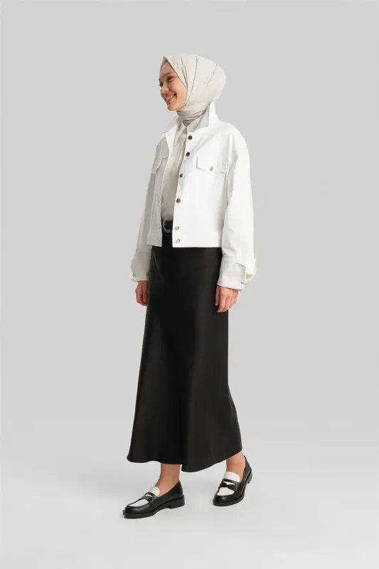 Armine Satin Skirt Ort1534 Black - 2