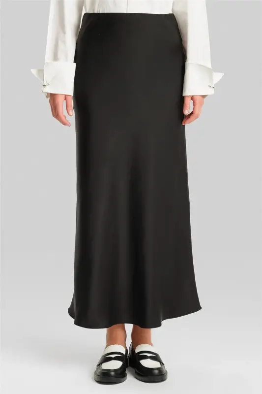 Armine Satin Skirt Ort1534 Black - 3