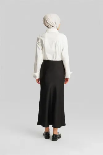 Armine Satin Skirt Ort1534 Black - 6