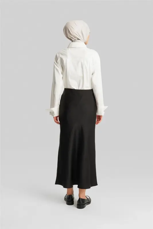 Armine Satin Skirt Ort1534 Black - 6