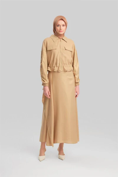 Armine Sequin Viscose Skirt 24Y1626 Camel - ARMINE