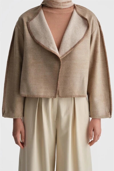 Armine Shepherd Stitched Cardigan 24K5715 Beige - 5