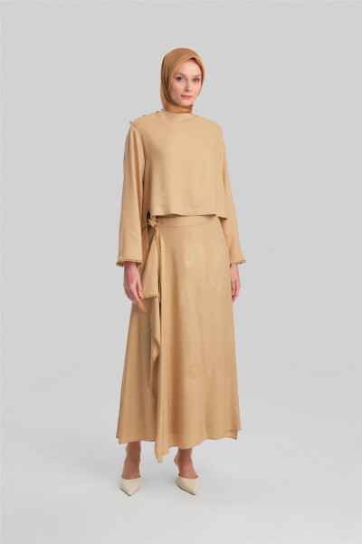 Armine Shimmer Buttoned Viscose Blouse 24Y3530 Camel - ARMINE