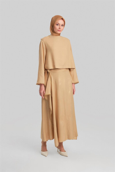 Armine Shimmer Buttoned Viscose Blouse 24Y3530 Camel - ARMINE (1)