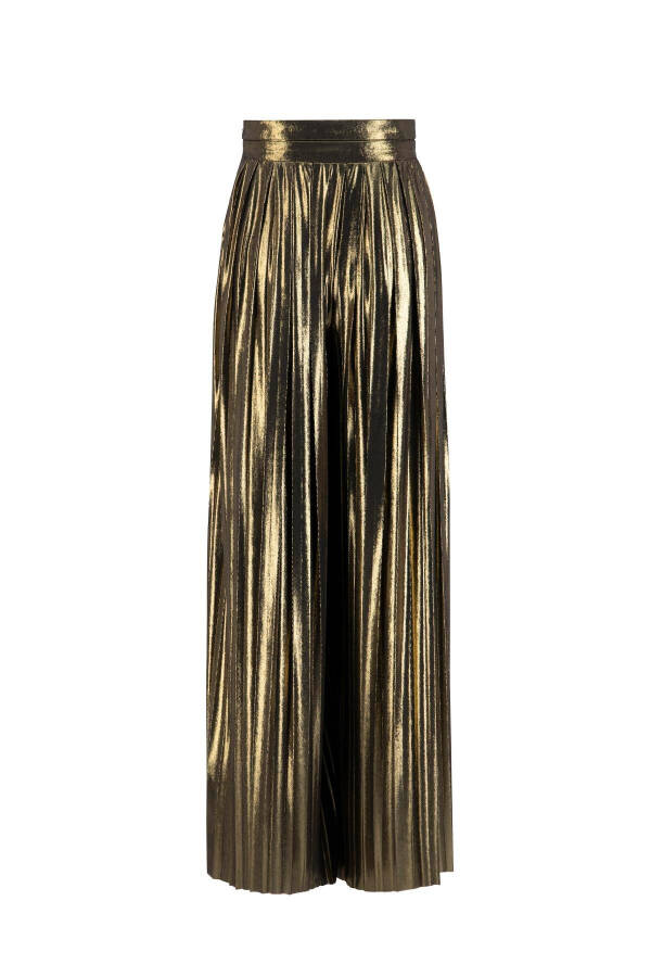 Armine Shimmer Fabric Pleated Pants (24k2701 Gold) - 5