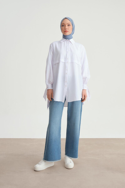 Armine Shirt with Sleeve Details ORT3441 White - ARMINE