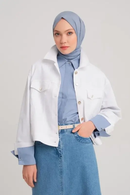 Armine Short Denim Jacket 24Y5405 White - 1