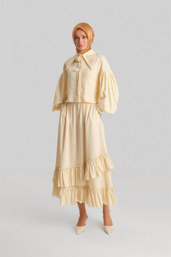 Armine Skirt with Ruffled Hem 24Y1638 Moonstone - 2