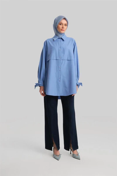 Armine Sleeve Detailed Shirt 23K3441 Light Blue - 8