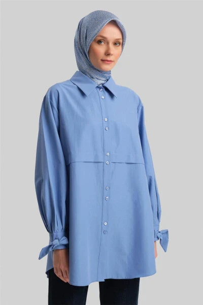 Armine Sleeve Detailed Shirt 23K3441 Light Blue - 9
