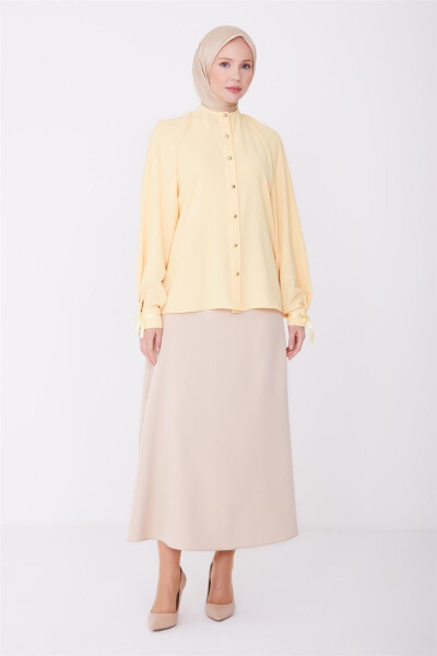 Armine Sleeve Ribbon Half Raglan Shirt 23Y3334 Cantaloupe - 5