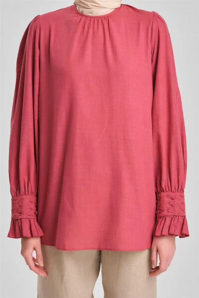 Armine Sleeve Ruffled Blouse 24Y3533 Cherry - 11