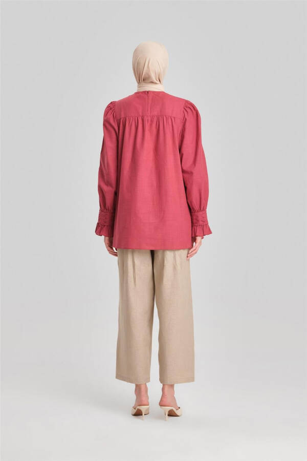 Armine Sleeve Ruffled Blouse 24Y3533 Cherry - 12