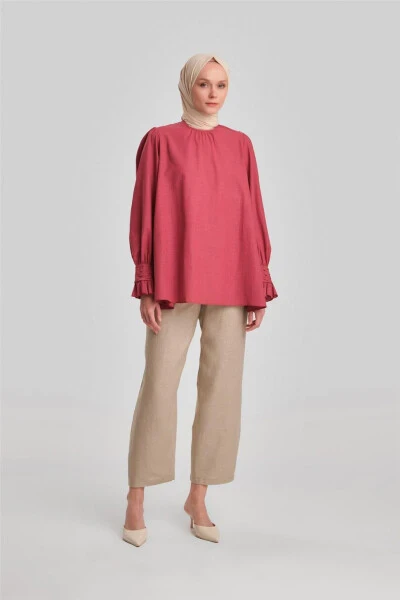 Armine Sleeve Ruffled Blouse 24Y3533 Cherry - ARMINE (1)