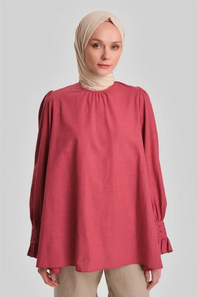 Armine Sleeve Ruffled Blouse 24Y3533 Cherry - 3