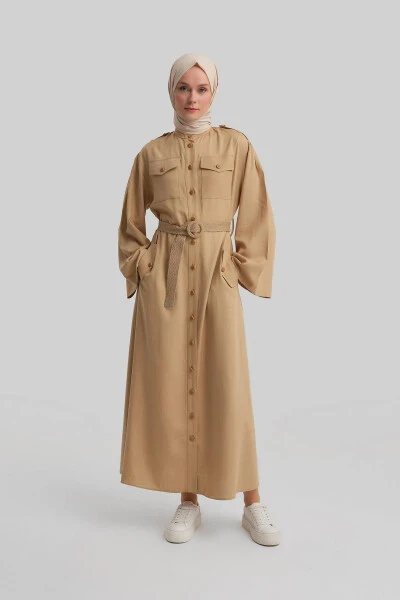 Armine Straw Belted Dress 24Y9817 Beige - 8