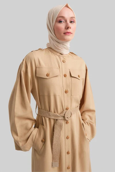 Armine Straw Belted Dress 24Y9817 Beige - 10