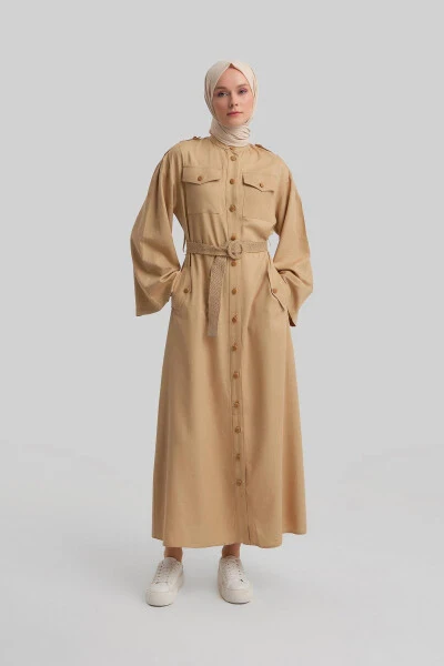 Armine Straw Belted Dress 24Y9817 Beige - 3