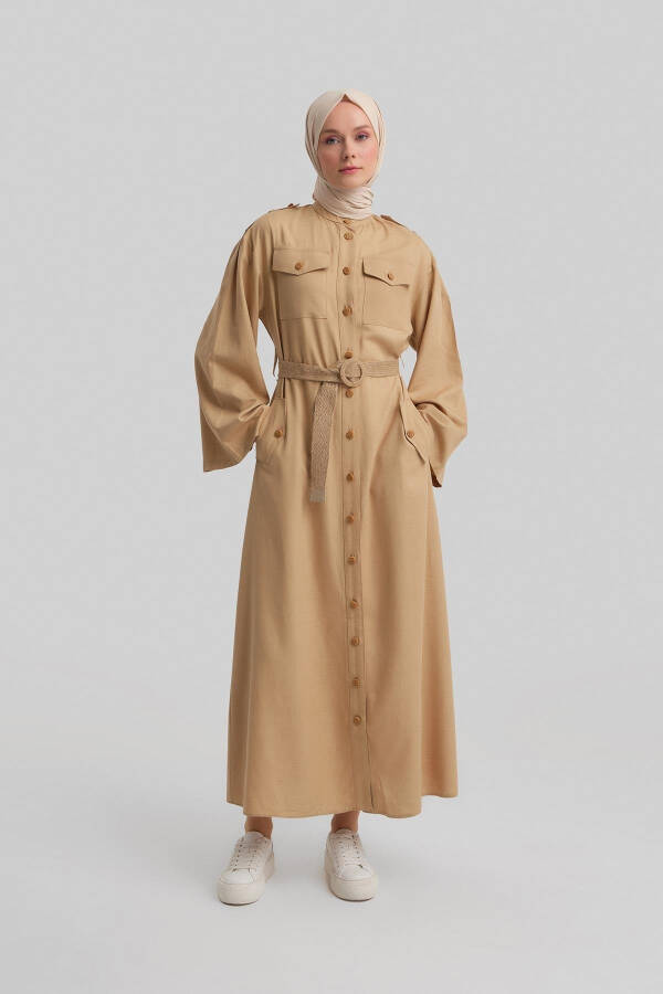 Armine Straw Belted Dress 24Y9817 Beige - 3