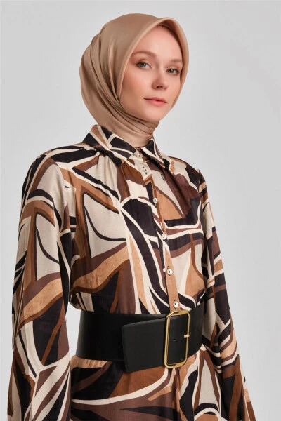 Armine Stripe Patterned Dress 24Y9853 Brown - 7