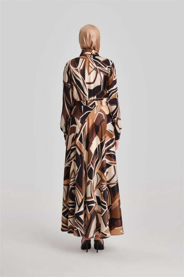 Armine Stripe Patterned Dress 24Y9853 Brown - 12