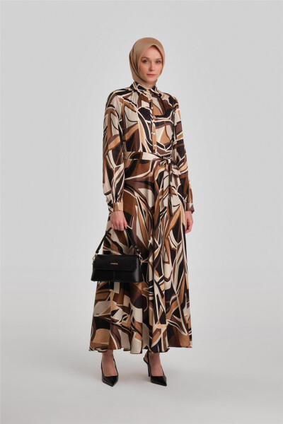 Armine Stripe Patterned Dress 24Y9853 Brown - 2