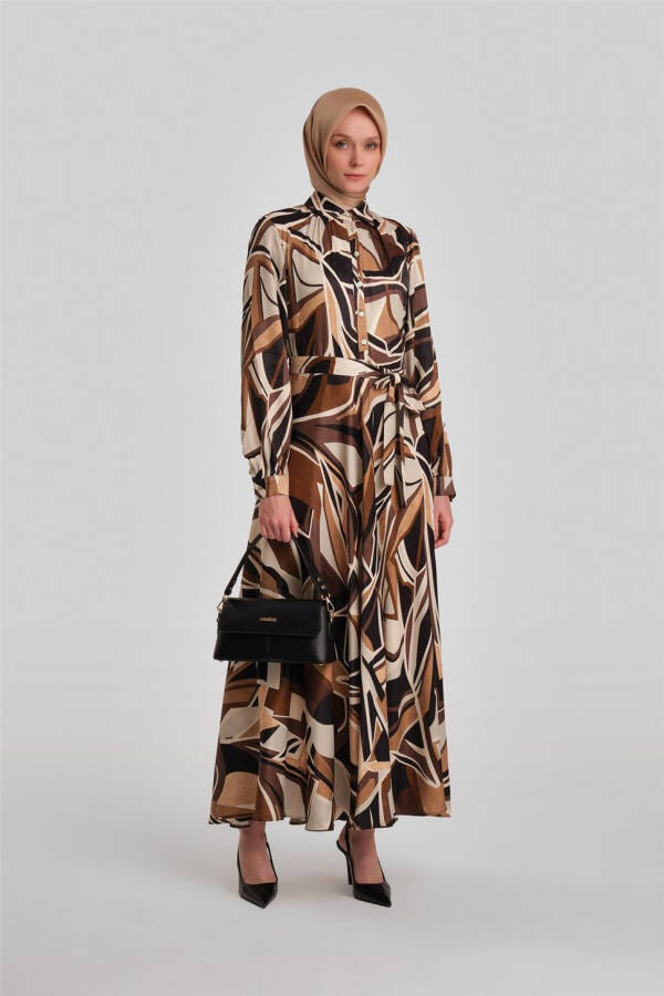 Armine Stripe Patterned Dress 24Y9853 Brown - 2