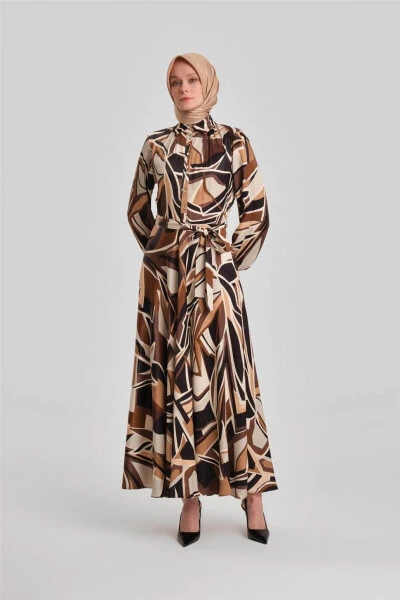 Armine Stripe Patterned Dress 24Y9853 Brown - 3