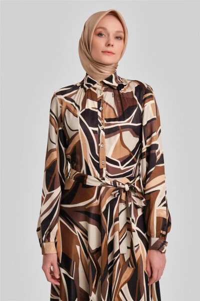 Armine Stripe Patterned Dress 24Y9853 Brown - 4