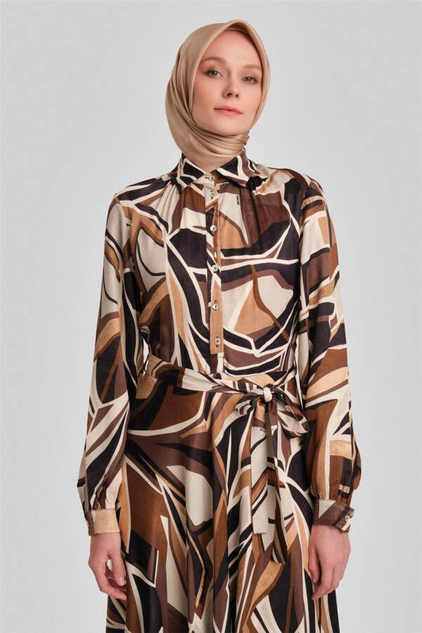 Armine Stripe Patterned Dress 24Y9853 Brown - 4