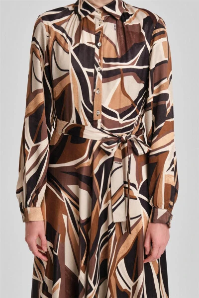 Armine Stripe Patterned Dress 24Y9853 Brown - 5