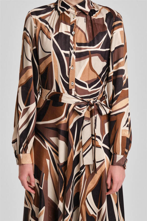 Armine Stripe Patterned Dress 24Y9853 Brown - 5