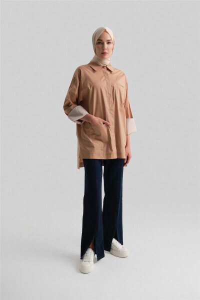 Armine Striped Cuffed Shirt 24Y3506 Camel - 9