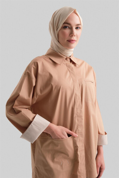 Armine Striped Cuffed Shirt 24Y3506 Camel - 11