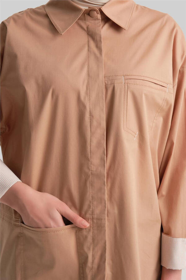 Armine Striped Cuffed Shirt 24Y3506 Camel - 13