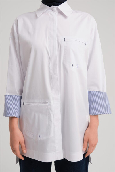 Armine Striped Cuffed Shirt 24Y3506 White - 4