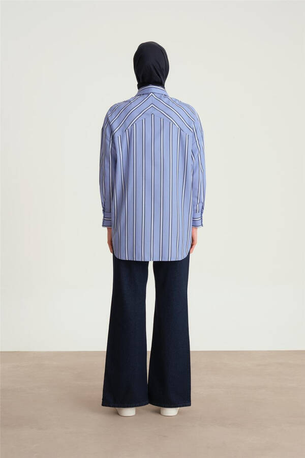Armine Striped Oversized Shirt 24Y3505 Blue - 10