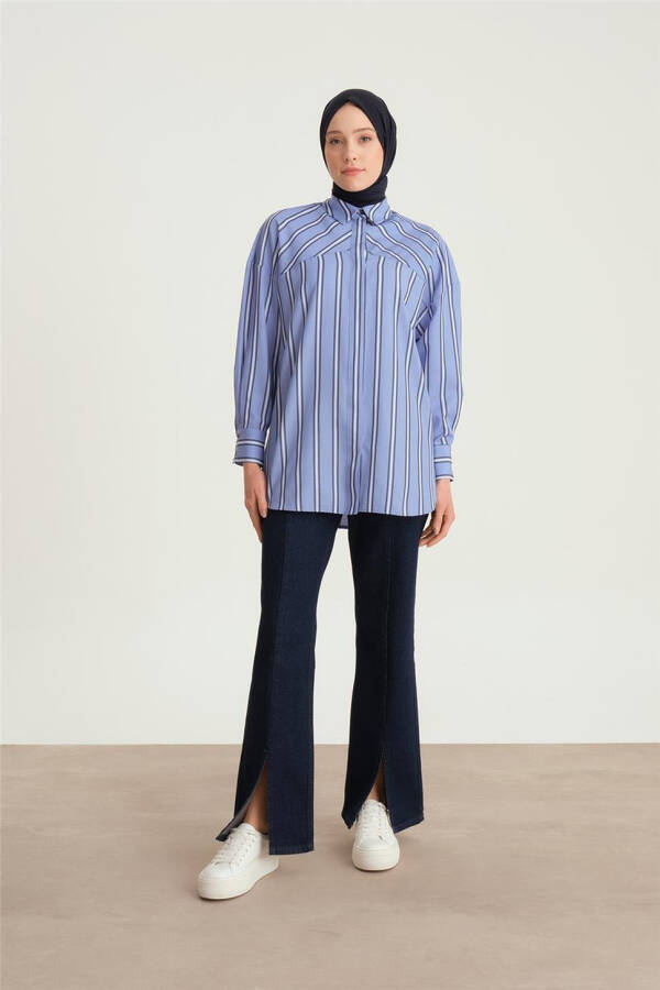 Armine Striped Oversized Shirt 24Y3505 Blue - 1