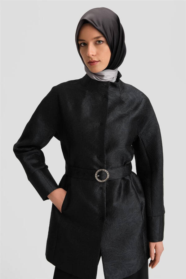 Armine Taşlı Tokalı Jakar Kap 24K7505 Siyah - 9